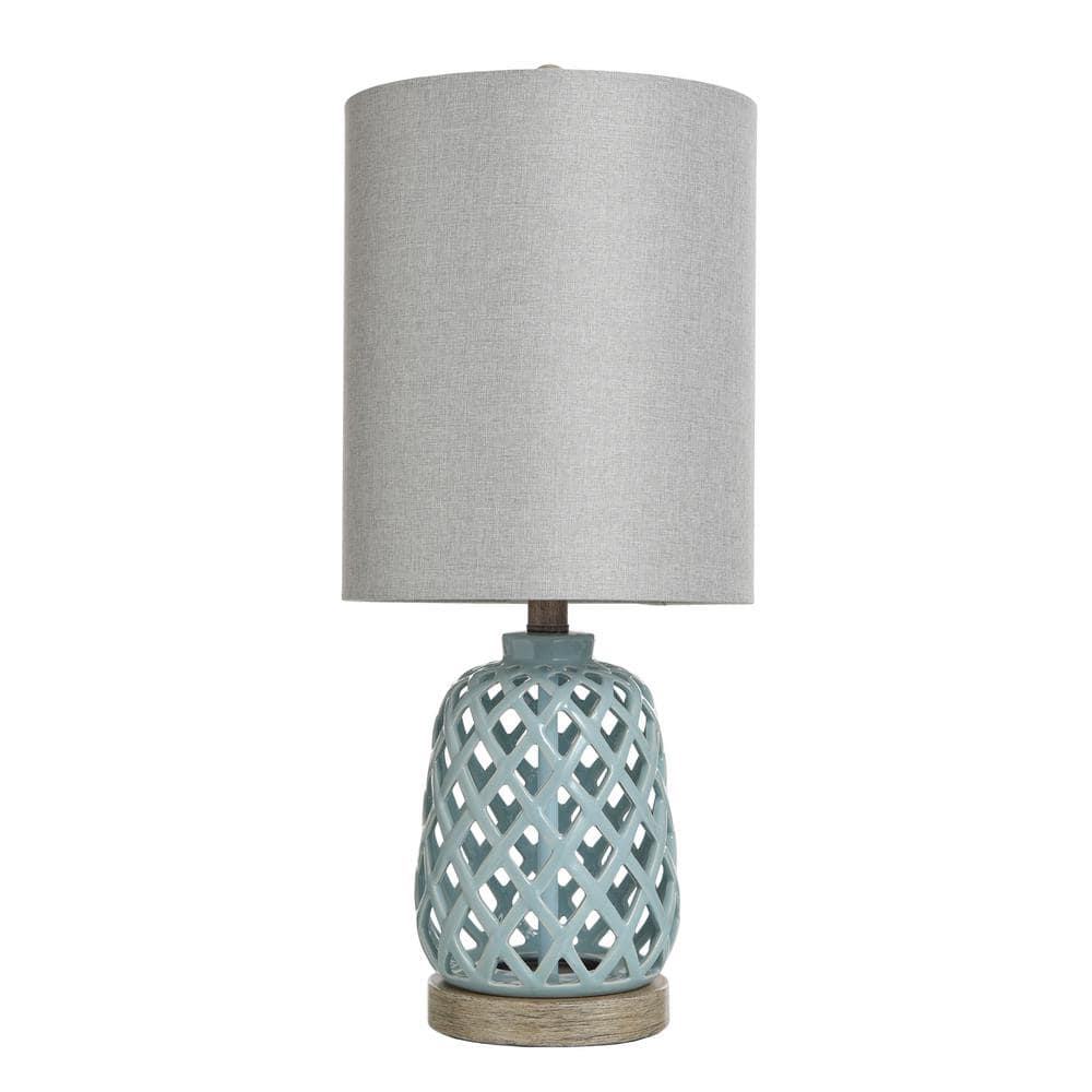 23.3 in. Blue Ceramic Table Lamp with White Hardback Fabric Shade price history on PriceWatchPro