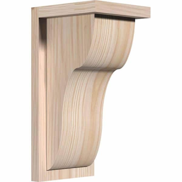 Ekena Millwork 7-1/2 in. x 8 in. x 16 in. Douglas Fir Carmel Smooth Corbel with Backplate