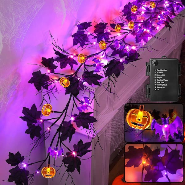 ＃766 ハロウィン✴パープルグラデーション✴ちょうちょ✴レジンヘアゴム Halloween Vine Garland 9 ft. Black Maple Leaves Artificial Foliage
