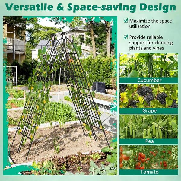 Garden Obelisk Trellis,Tomato Plant Cage For Support Rose,Climbing Plants, Vegetable Vines,Plastic Coated Metal Plant Support, Garden Tower Trellis Indoor Potted Plant,Black,30*120cm/11.81*47.2in