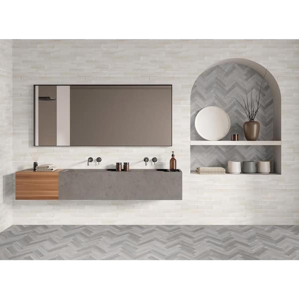 Scrapbook Album White 2 in.x 8 in. Glazed Porcelain Floor and Wall Tile (336.96 .sq. ft./pallet)