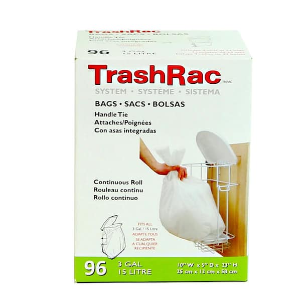 Trashrac 3 Gal. Trash Bags (96-Count) (4 Rolls of 24 Bag) 87096 - The Home  Depot