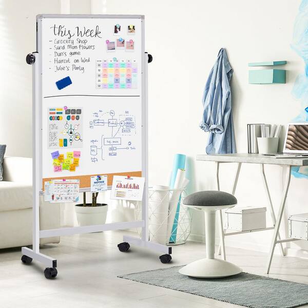 maxtek 44 in. x 28 in. Rolling Whiteboard Panel Portable Double