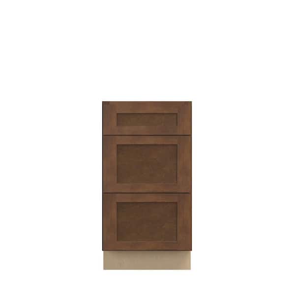 Unbranded Amherst Shaker 18 in. W x 34.5 in. H x 21 in. D in Walnut Plywood Assembled Bath Drawer Base Cabinet