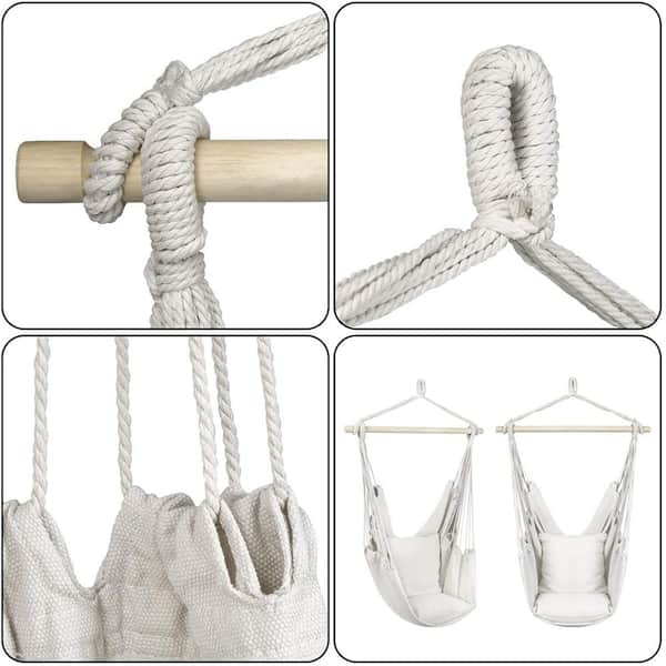 Sorbus 47 in. Portable Hanging Rope Hammock Chair Swing with 2 Matching  Pillows in Cream White SWING-WH - The Home Depot