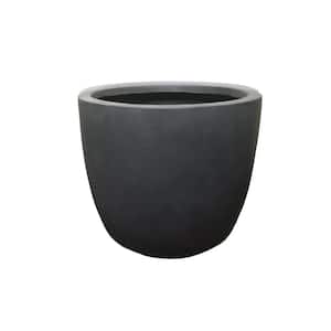18 in. W Round Charcoal Concrete/Fiberglass Indoor Outdoor Modern Seamless Plant Pot