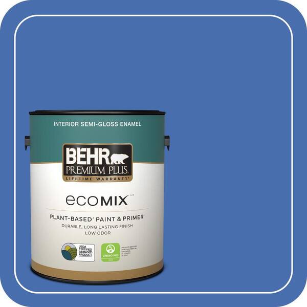 1 gal. #PPU15-05 New Age Blue Semi-Gloss Enamel EcoMix Plant-Based Interior Paint & Primer