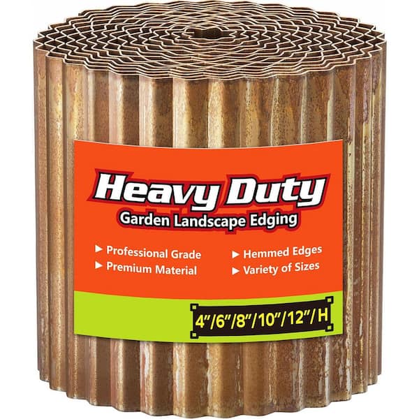 Corrugated Metal Garden Edging 6 in. x 40 ft. Rusted Finish Landscape Border for Lawn and Flower Beds