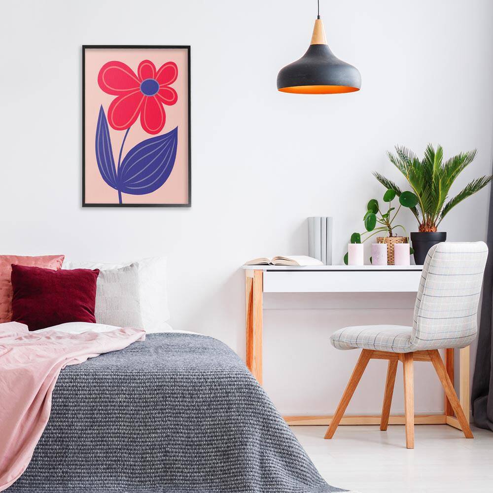 Playful Bold Red Daisy by Martina Pavlova Black Framed Nature Giclee Art Print 30 in. x 20 in. price history on PriceWatchPro