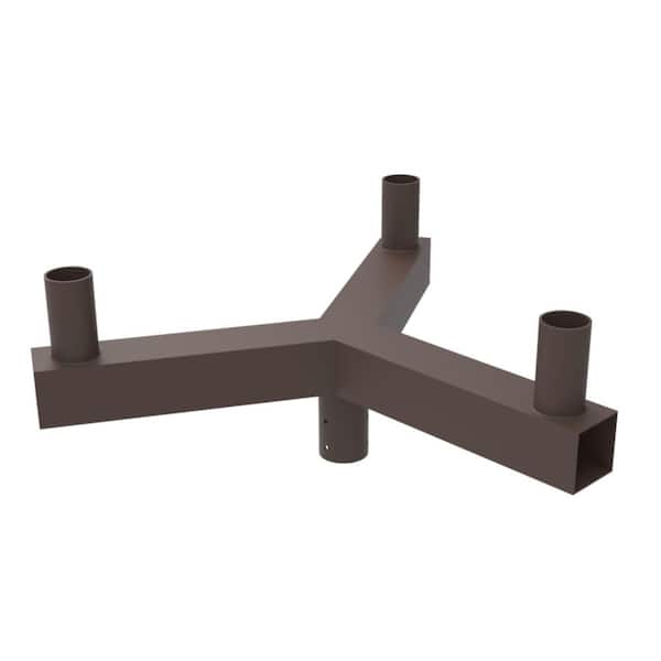 J&H LED 30 in. 120-Degree Triple Low Profile Bullhorn Mounting Bracket Tenon Adapter for Round Outdoor Pole Lights