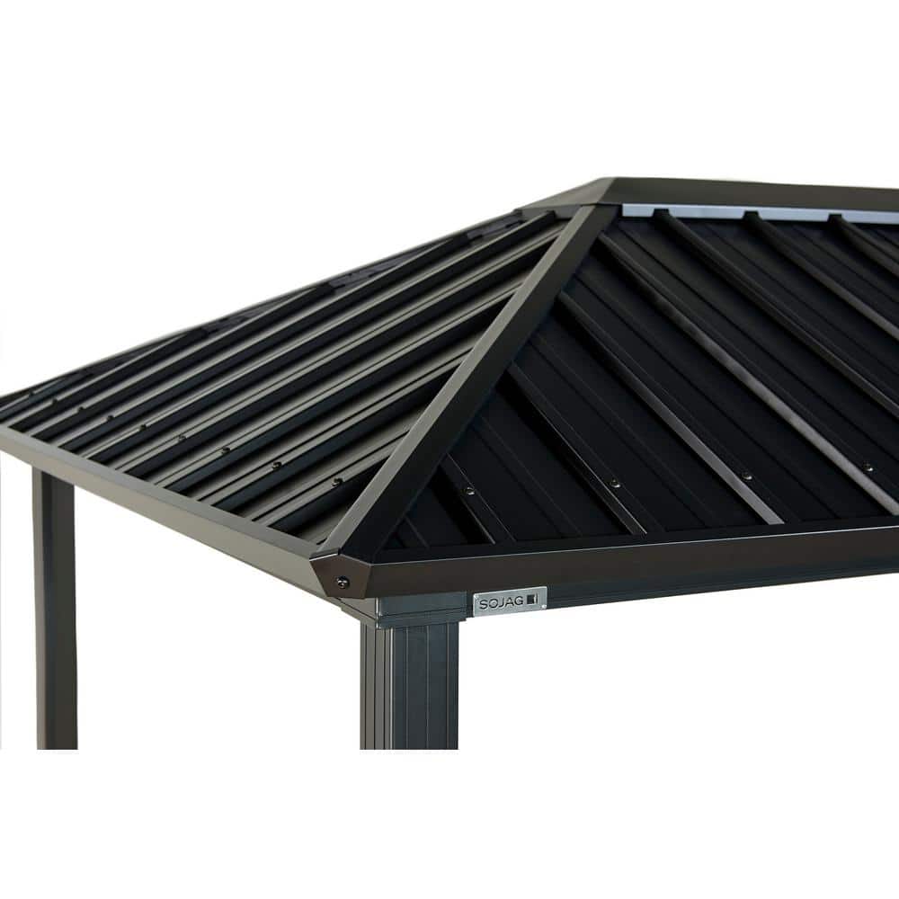 Dakota 6' x 9' Black Aluminum Grill Gazebo with Steel Roof
