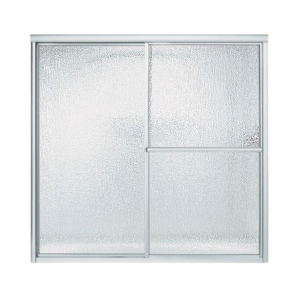 STERLING Deluxe 59-3/8 in. x 56-1/4 in. Framed Sliding Bathtub Door in Matte Silver with Handle