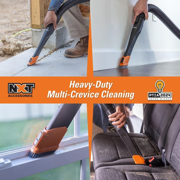 2-1/2 in. NXT Max Crevice Tool Shoe Kit Shop Vacuum Attachments with Hard and Soft Bristles for RIDGID NXT Wet Dry Vacs