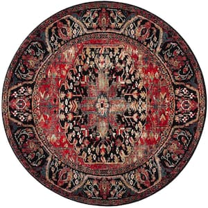 Vintage Hamadan Red/Multi Doormat 3 ft. x 3 ft. Antique Medallion Round Area Rug