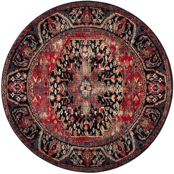 SAFAVIEH Vintage Hamadan Red/Multi 7 ft. x 7 ft. Round Medallion Antique Area Rug
