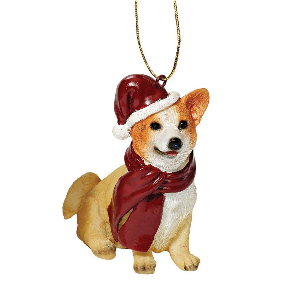 Design Toscano 3.5 in. Welsh Corgi Holiday Dog Ornament Sculpture JH576337  - The Home Depot