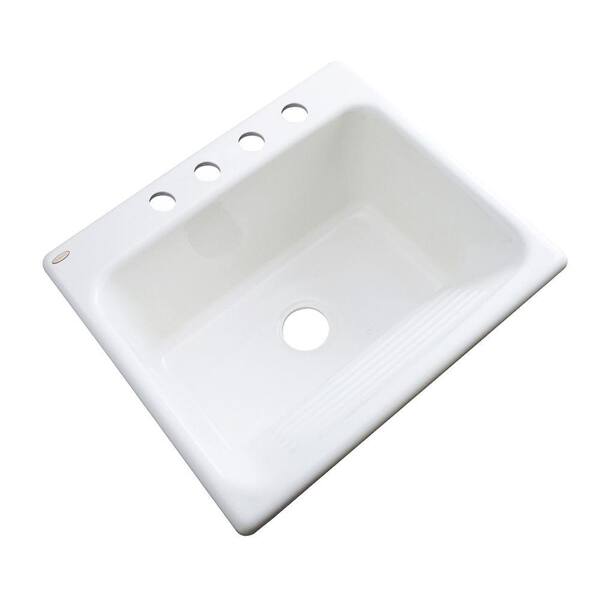 Thermocast Kensington Drop-In Acrylic 25 in. 4-Hole Single Bowl Utility Sink in White