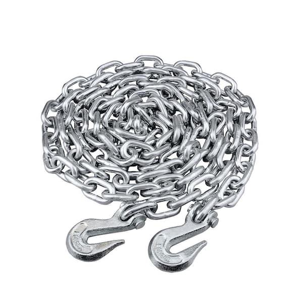 KingChain 5/16 in. x 16 ft. Grade 43 High-Test Tow Chain with 5/16 in. Clevis Grab Hooks Zinc Plated Storage Pail 426760