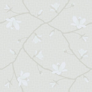 Grey Magnolia Branch Paper Strippable Roll (Covers 57.5 sq. ft.)