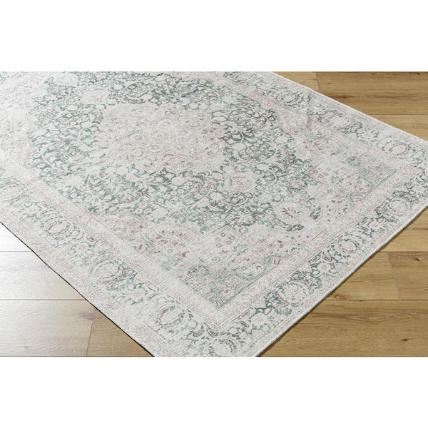 Amelie Green 6 ft. x 9 ft. Machine-Washable Rug