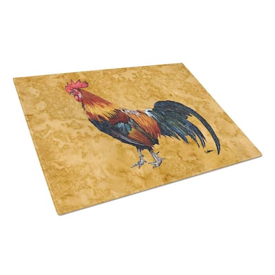 Rooster Tempered Glass Large Heat Resistant Cutting Board