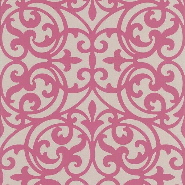 Decorline 56 sq. ft. Sonata Pink Ironwork Wallpaper