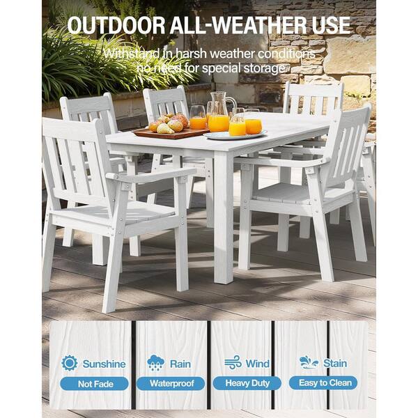 Mximu 7-Piece HIPS Outdoor Dining Set, Aluminum Frame Table w/ 2