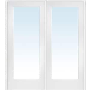 60 in. x 80 in. Left Hand Active Primed Composite Clear Glass Full Lite Prehung Interior French Door