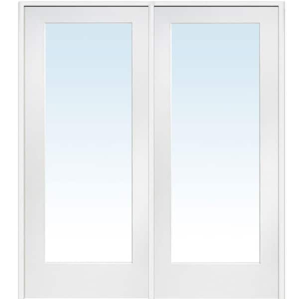 MMI Door 60 in. x 80 in. Right Hand Active Primed Composite Clear Glass Full Lite Prehung Interior French Door