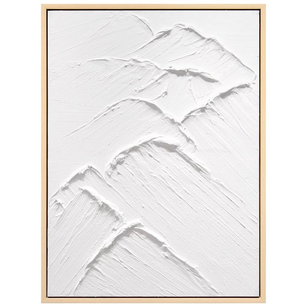 Mountain Serenity II Heavily Textured Hand Painted White Framed Canvas Wall Art, 30 in. x 40 in.