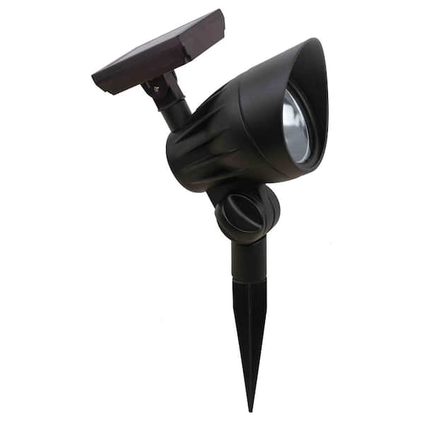 Hampton Bay Solar Black Outdoor Integrated LED 3000K Warm White 30 Lumen Landscape Spot Light