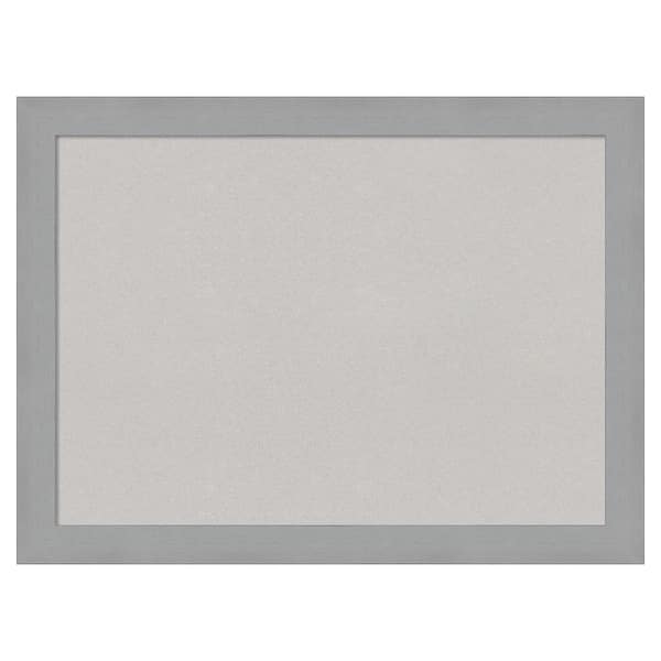 Amanti Art Brushed Nickel Framed Grey Corkboard 31 in. x 23 in Bulletin Board Memo Board