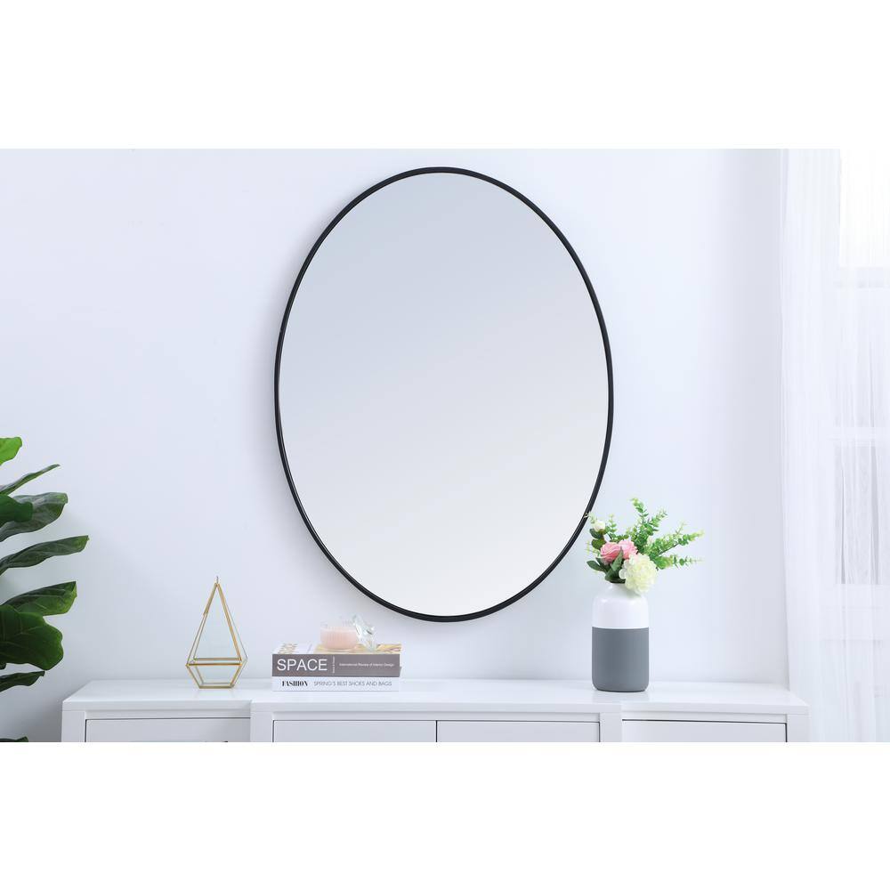 40-Inch Black Oval Metal Frame Mirror