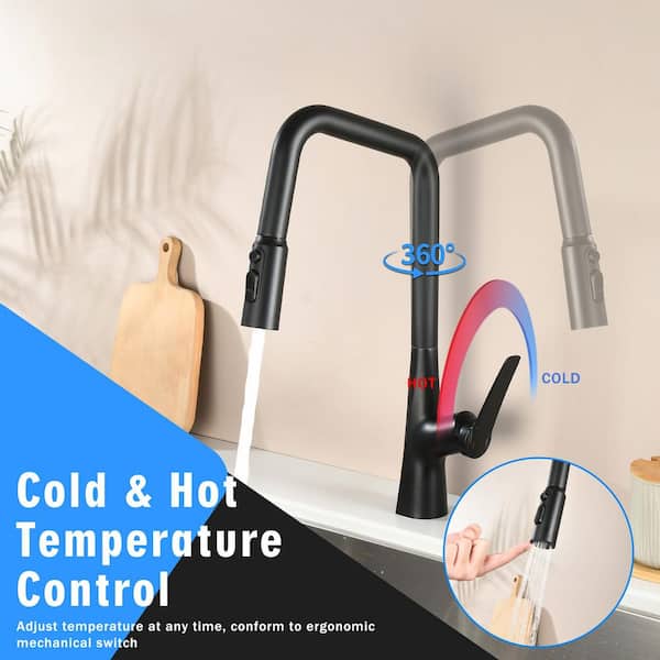 Professional Kitchen Faucet with 3-Function Pull-Down Sprayer, 360° Swivel High Arc Design, FastConnect Installation