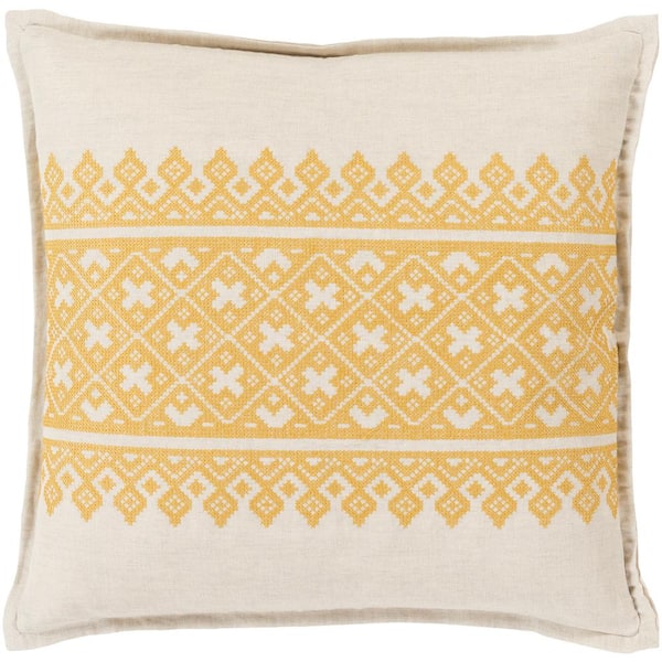 Livabliss Chilton Yellow Geometric Polyester 22 in. x 22 in. Throw Pillow