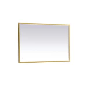 Timeless Home 24 in. W x 36 in. H Modern Rectangular Aluminum Framed LED Wall Bathroom Vanity Mirror in Brass