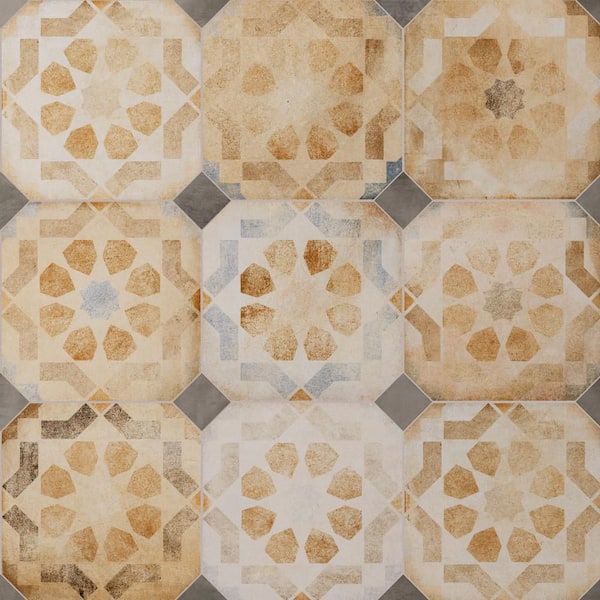 Laverton Octagon Deco Multicolor with Taco Grafito 8 in. x 8 in. Porcelain Floor and Wall Tile (11.25 sq. ft./Case)