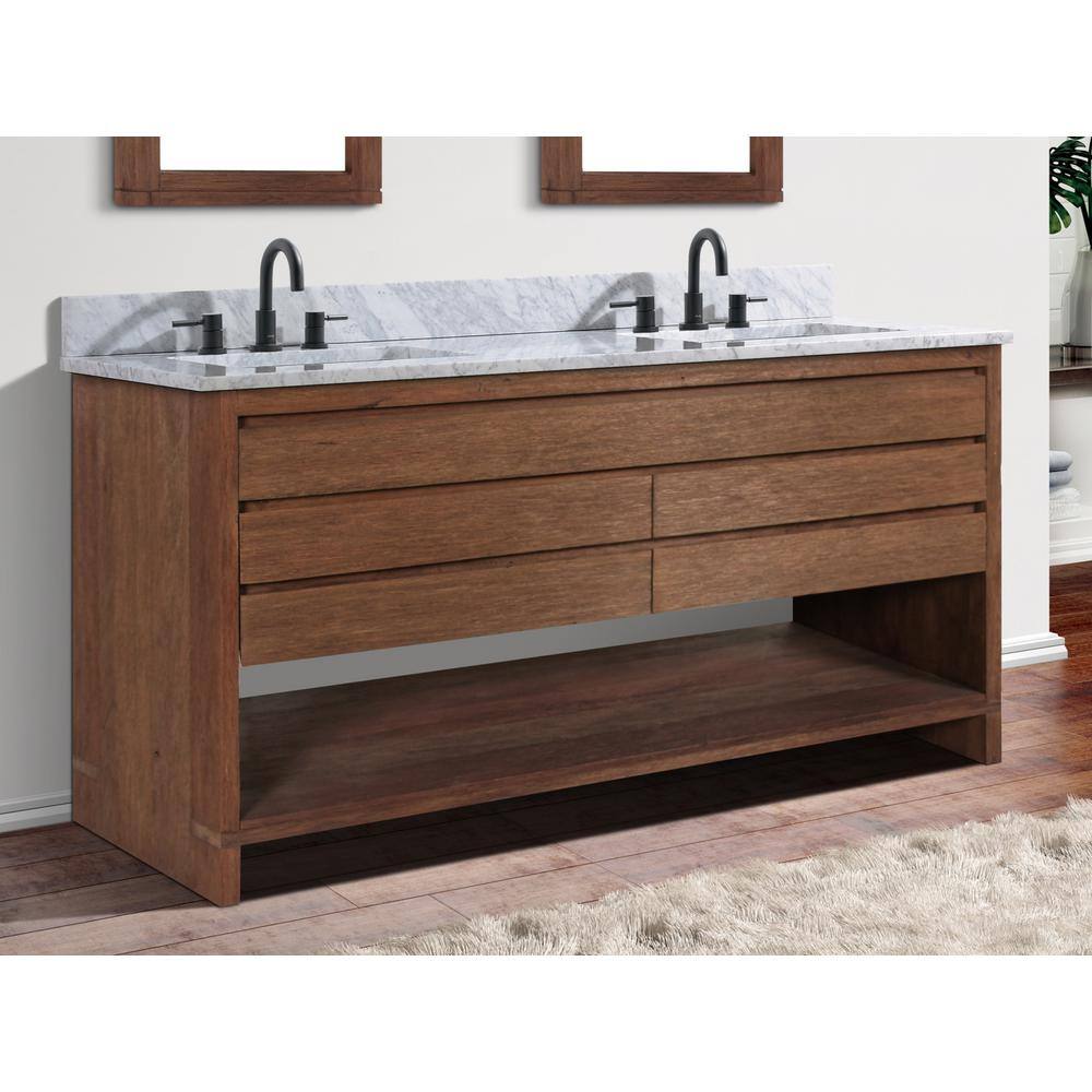 Refined Teak 60" Freestanding Double Vanity Cabinet in Brown Reclaimed Wood