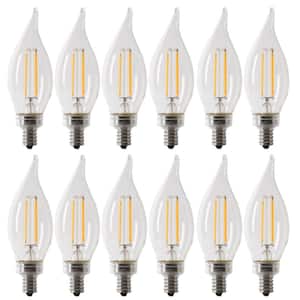 40-Watt Equivalent BA10 E12 Candelabra Dimmable Filament CEC Clear Glass Chandelier LED Light Bulb Soft White (12-Pack)