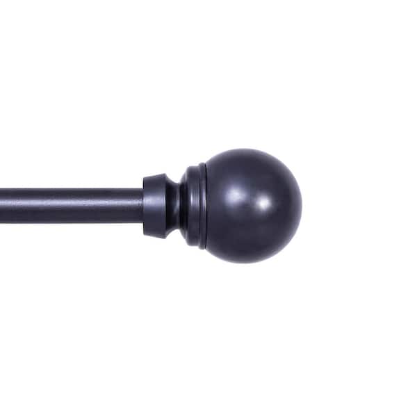 Kenney Mae 48 in. - 86 in. Adjustable Single Curtain Rod 5/8 in. Diameter in Black with Round Finials
