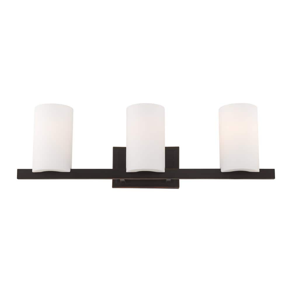Olde Bronze 26" Vanity Light with Satin Opal White Glass