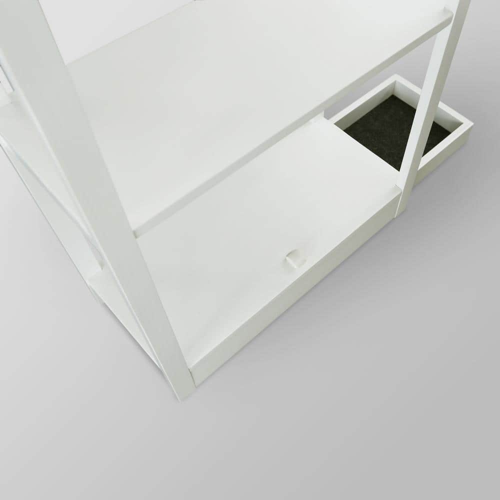 Adams White Solid Pine 3-Shelf Bookcase with Concealed Drawer