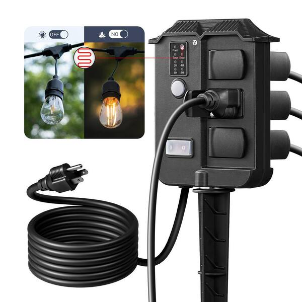 DEWENWILS WiFi Outdoor Outlet Timer, Smart Yard Stake Plug With 6 Outlets, Remote& Voice Control, Waterproof Power Stake Timer With 6Ft Cord, Alexa& Google Assistant Compatible, 1875W/15A, FCC Listed