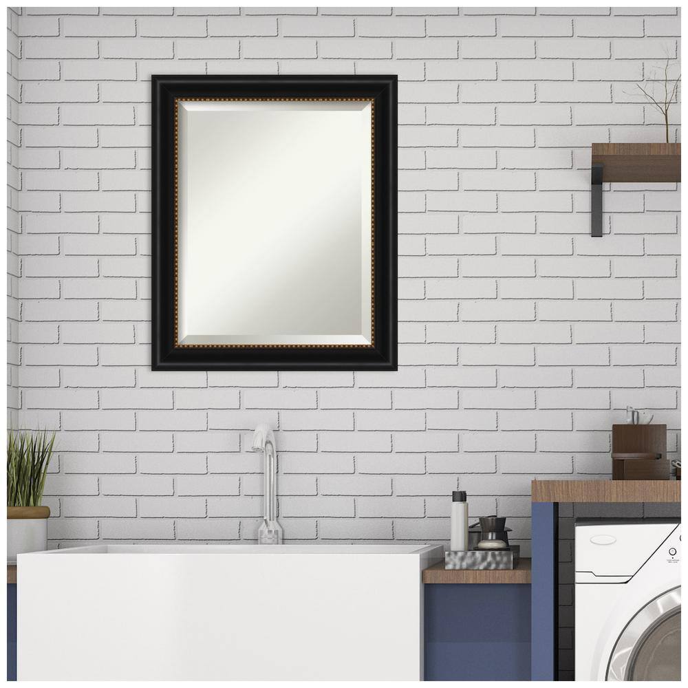 24" x 20" Black and Gold Rectangular Bathroom Mirror