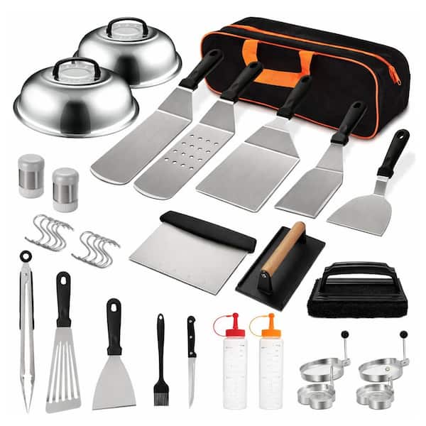 35-Piece Stainless Steel Griddle Accessories Kit with Spatulas, Scraper, Basting Covers, Grill Tools Set