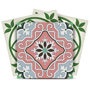 Pink, Grey and Green N9 4 in. x 4 in. Vinyl Peel and Stick Tile (24 Tiles, 2.67 sq. ft./pack)