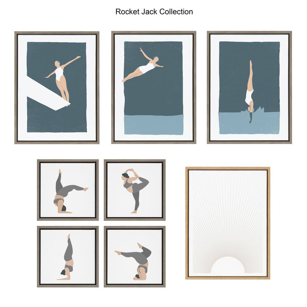 Sylvie Splash Diver Framed Canvas Wall Art, 18x24, Gray and White