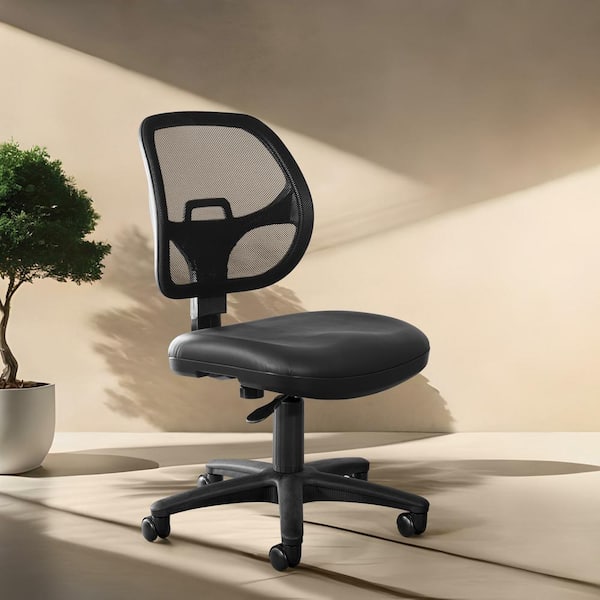Office Star Products Mesh Seat Adjustable Height, Swivel, Wheels, Rolling Ergonomic Executive Chair in Black with Armless