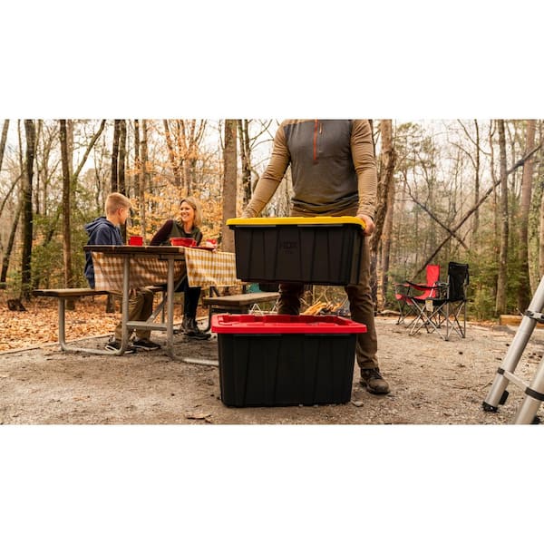 HDX - 17 Gal. Tough Storage Tote in Black with Yellow Lid