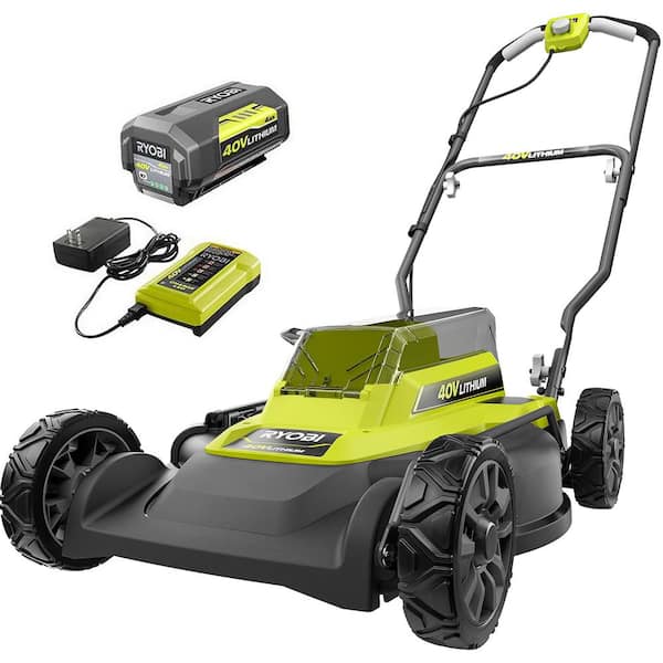 RYOBI 40V 18 in. 2-in-1 Cordless Battery Walk Behind Push Lawn Mower with 4.0 Ah Battery and Charger